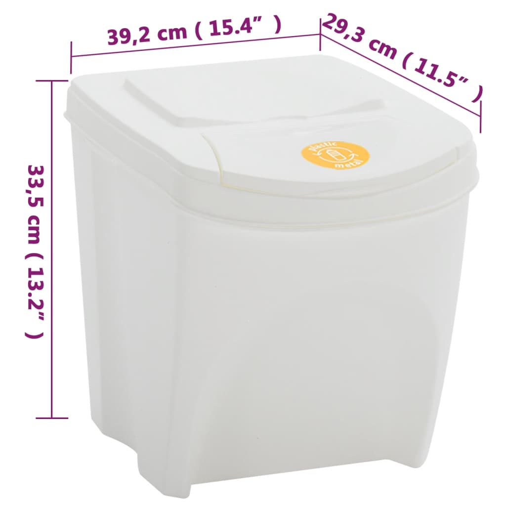 vidaXL Cubos de basura apilables 4 uds polipropileno blanco 100 L