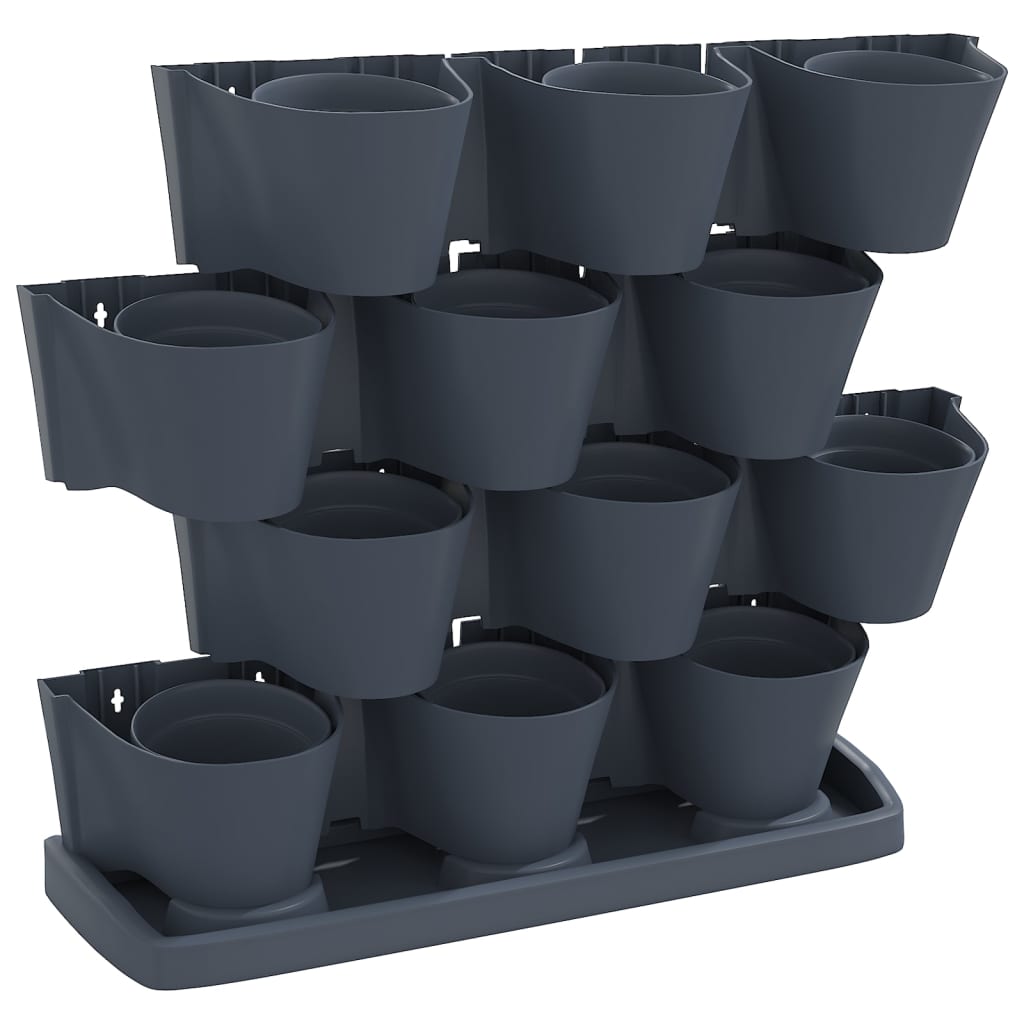 vidaXL Set de plantas jardín vertical 12 uds polipropileno antracita