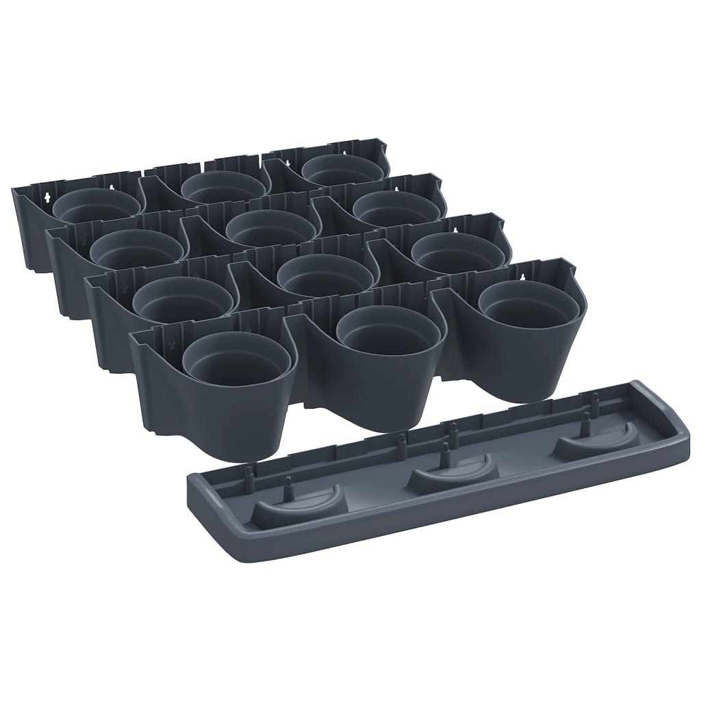 vidaXL Set de plantas jardín vertical 12 uds polipropileno antracita