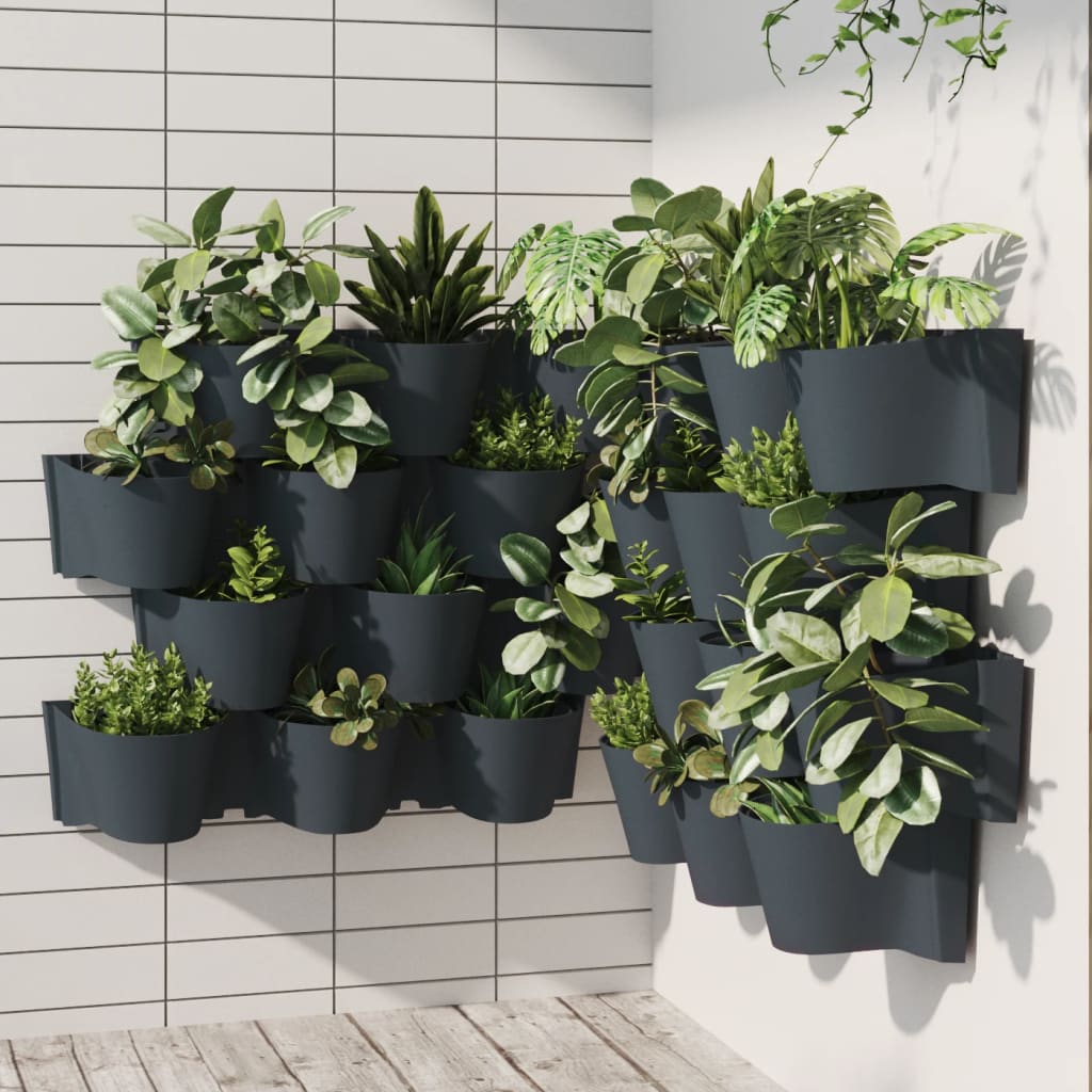 vidaXL Set de plantas jardín vertical 12 uds polipropileno antracita