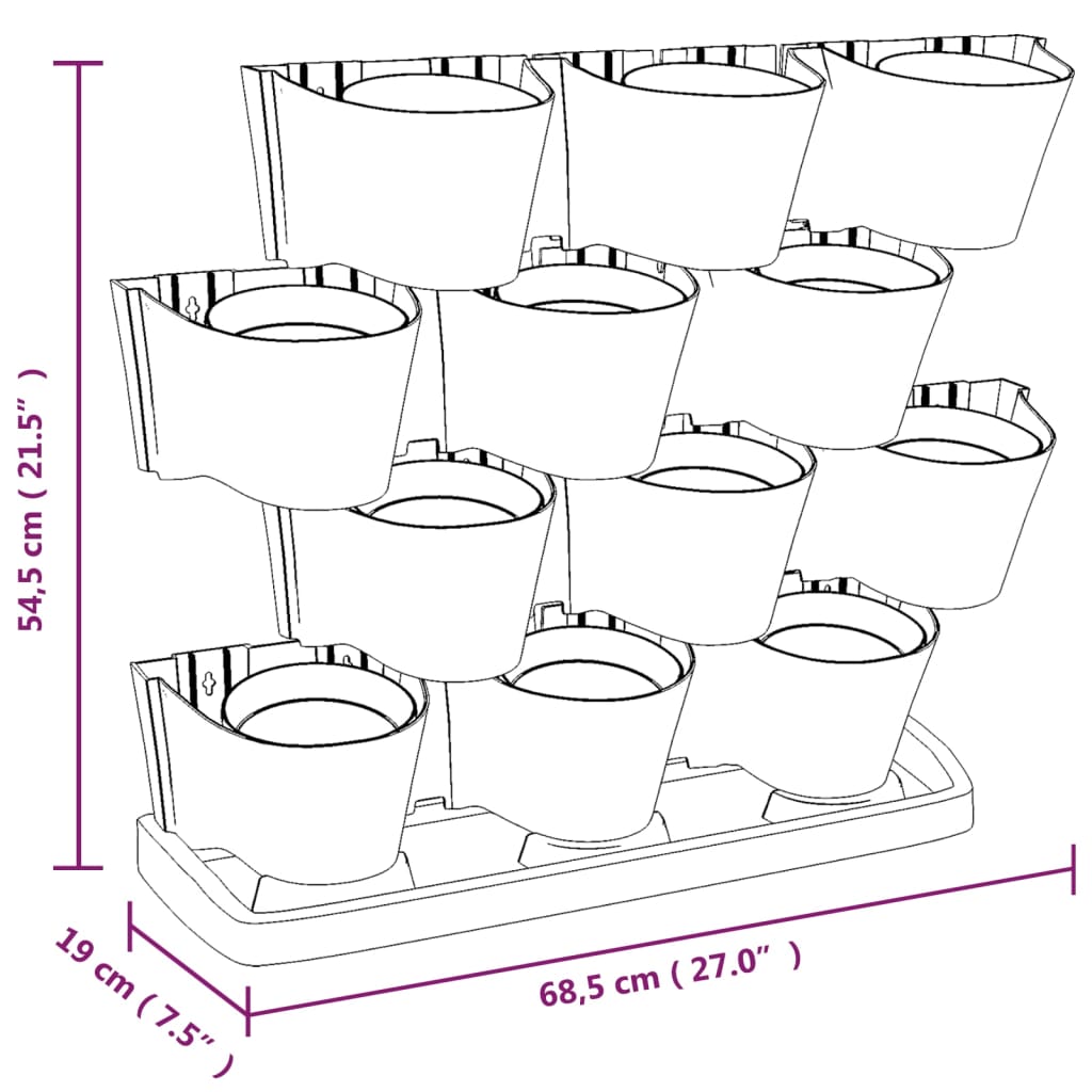 vidaXL Set de plantas jardín vertical 12 uds polipropileno antracita