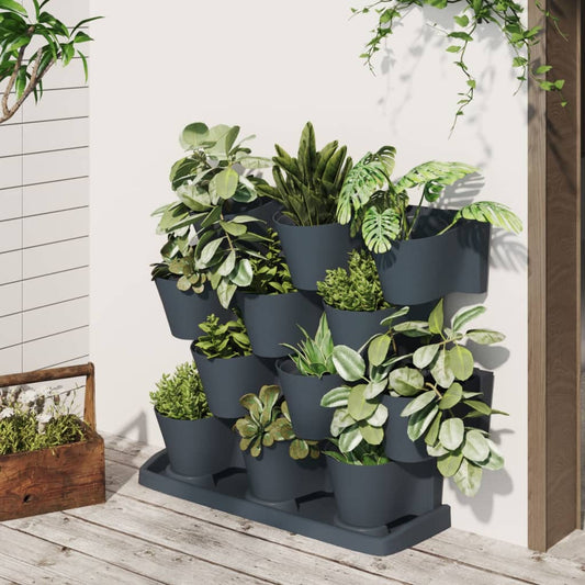 vidaXL Set de plantas jardín vertical 12 uds polipropileno antracita