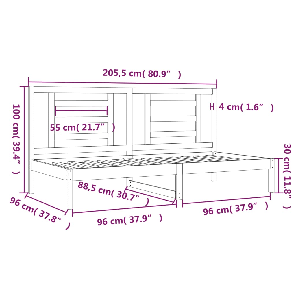 vidaXL Sofá cama madera maciza de pino marrón miel 90x200 cm