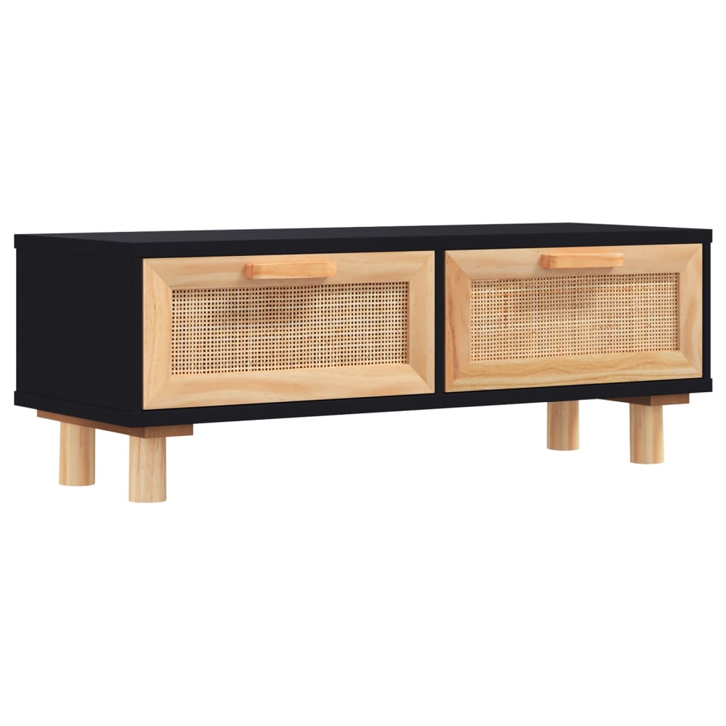 vidaXL Mesa de centro madera contrachapada y de pino negro 80x40x30 cm