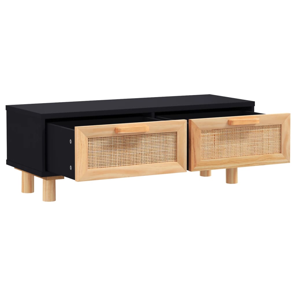 vidaXL Mesa de centro madera contrachapada y de pino negro 80x40x30 cm