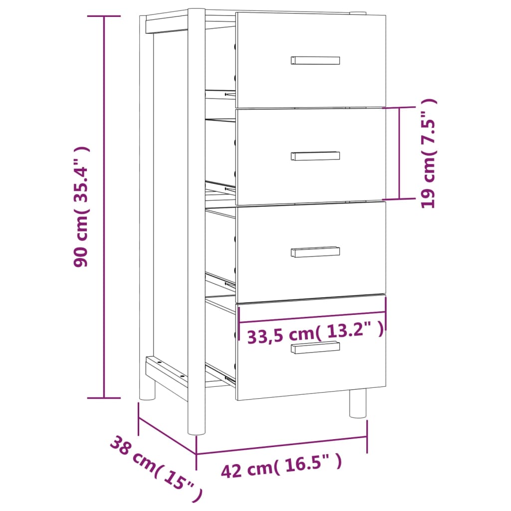 vidaXL Aparador alto madera contrachapada 42x38x90 cm