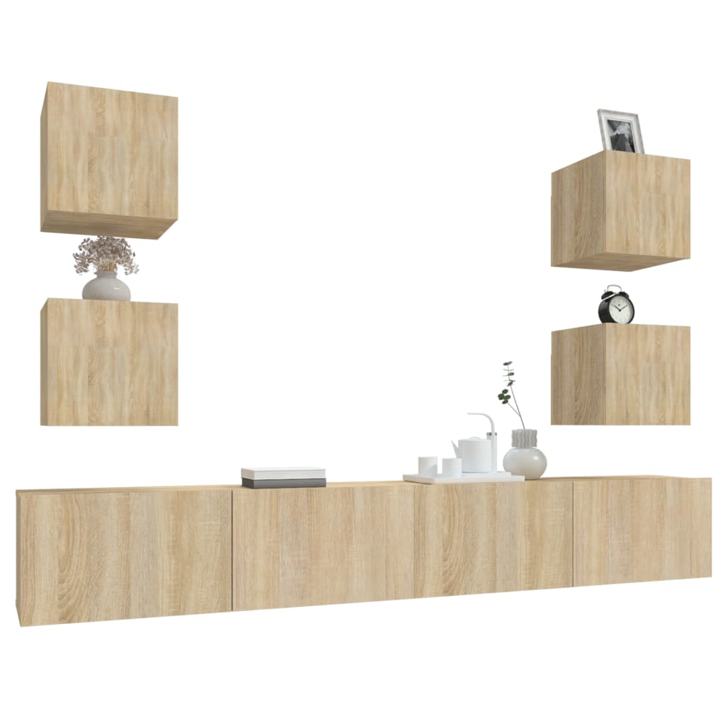 vidaXL Set de muebles para TV 6 pzas madera contrachapada roble sonoma