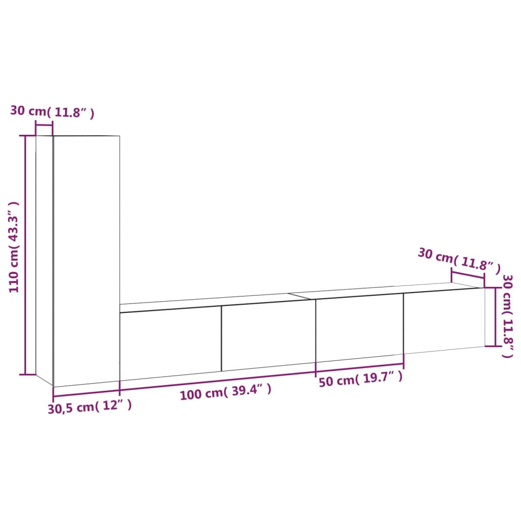 vidaXL Set de muebles de TV 3 pzas madera contrachapada roble ahumado