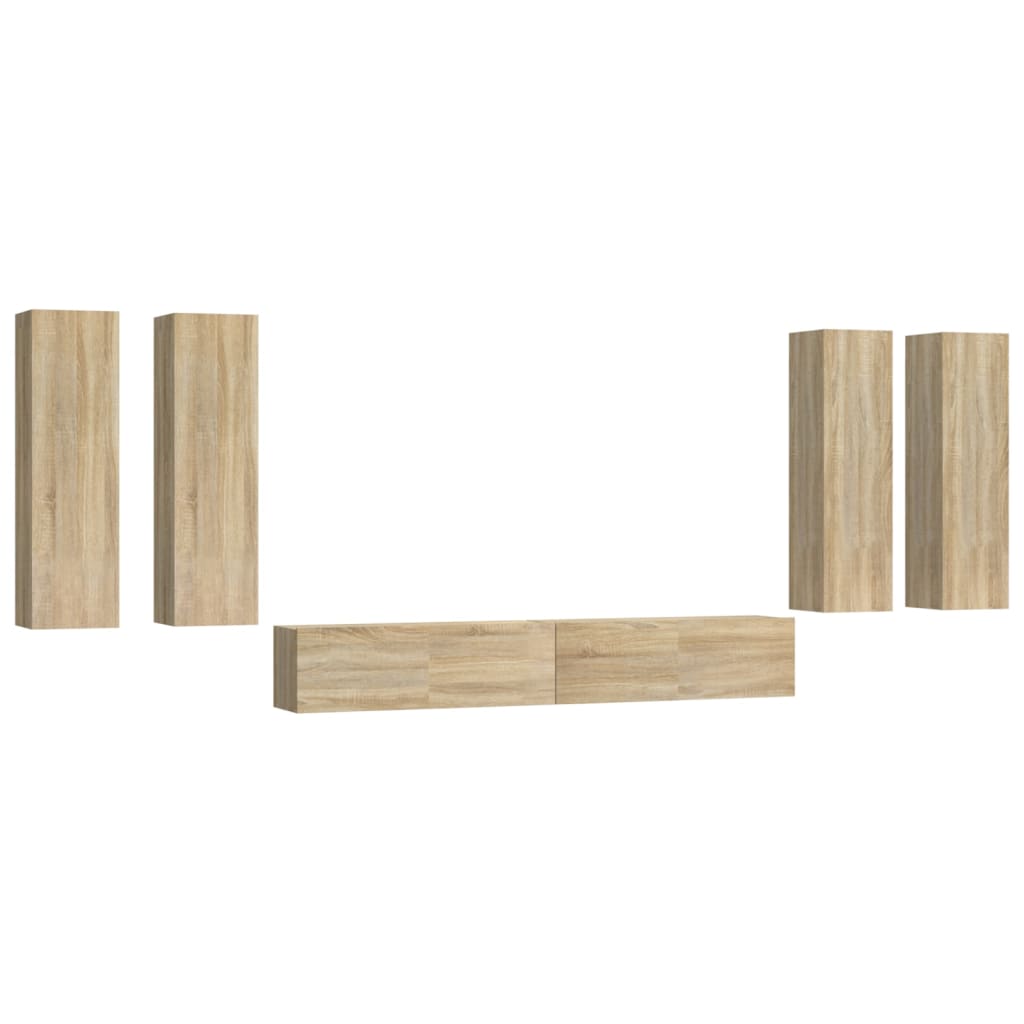 vidaXL Set de muebles para TV 6 pzas madera contrachapada roble sonoma