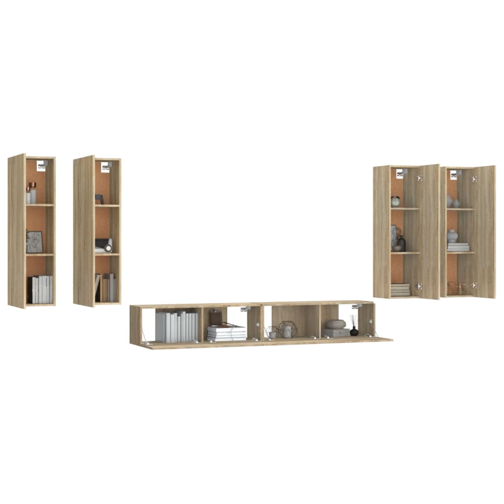 vidaXL Set de muebles para TV 6 pzas madera contrachapada roble sonoma