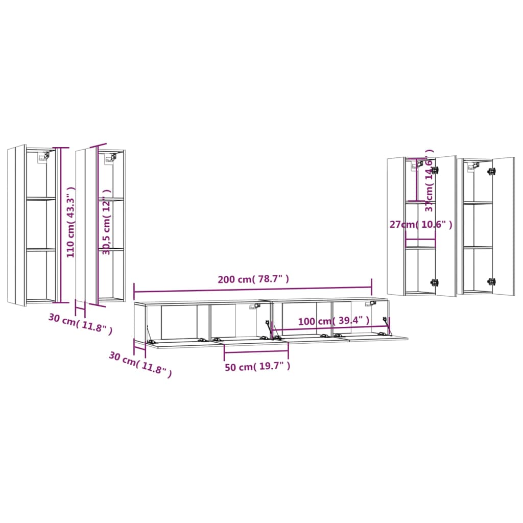 vidaXL Set de muebles para TV 6 pzas madera contrachapada roble sonoma