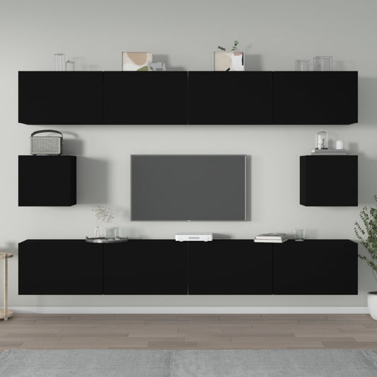 vidaXL Set de muebles para TV 6 piezas madera contrachapada negro