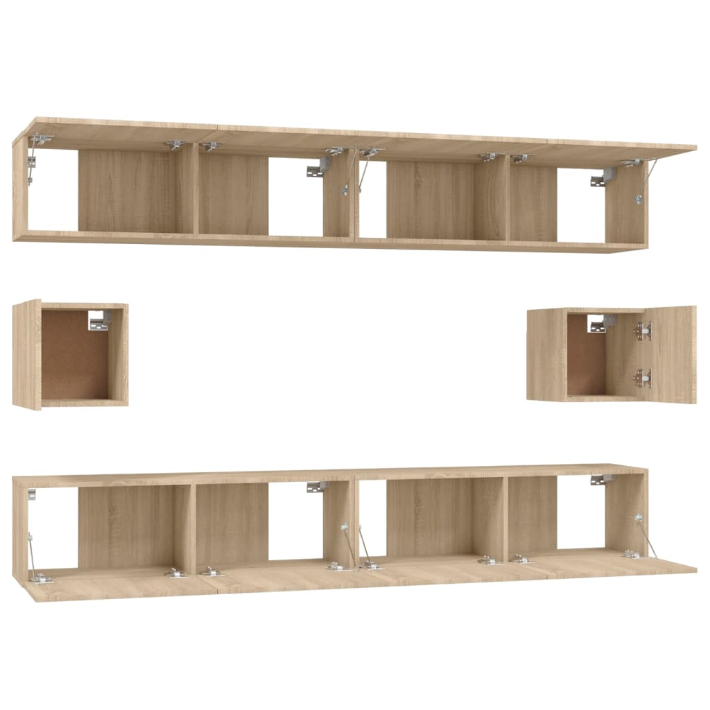 vidaXL Set de muebles para TV 6 pzas madera contrachapada roble sonoma