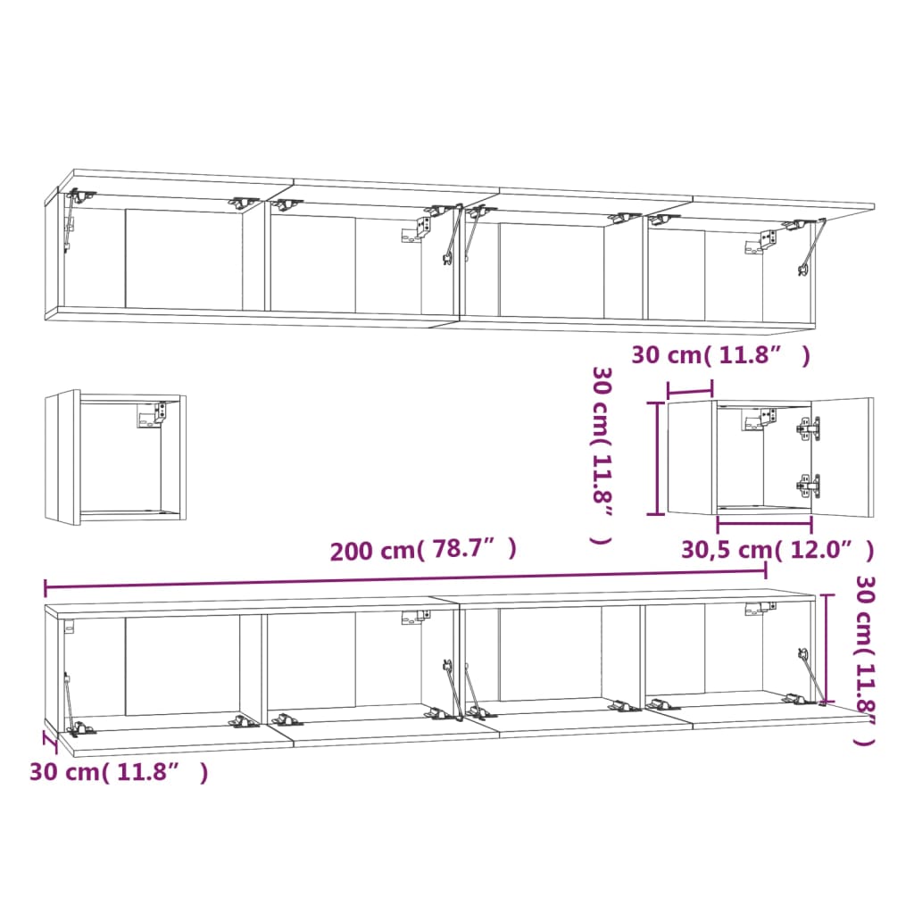 vidaXL Set de muebles para TV 6 pzas madera contrachapada roble sonoma