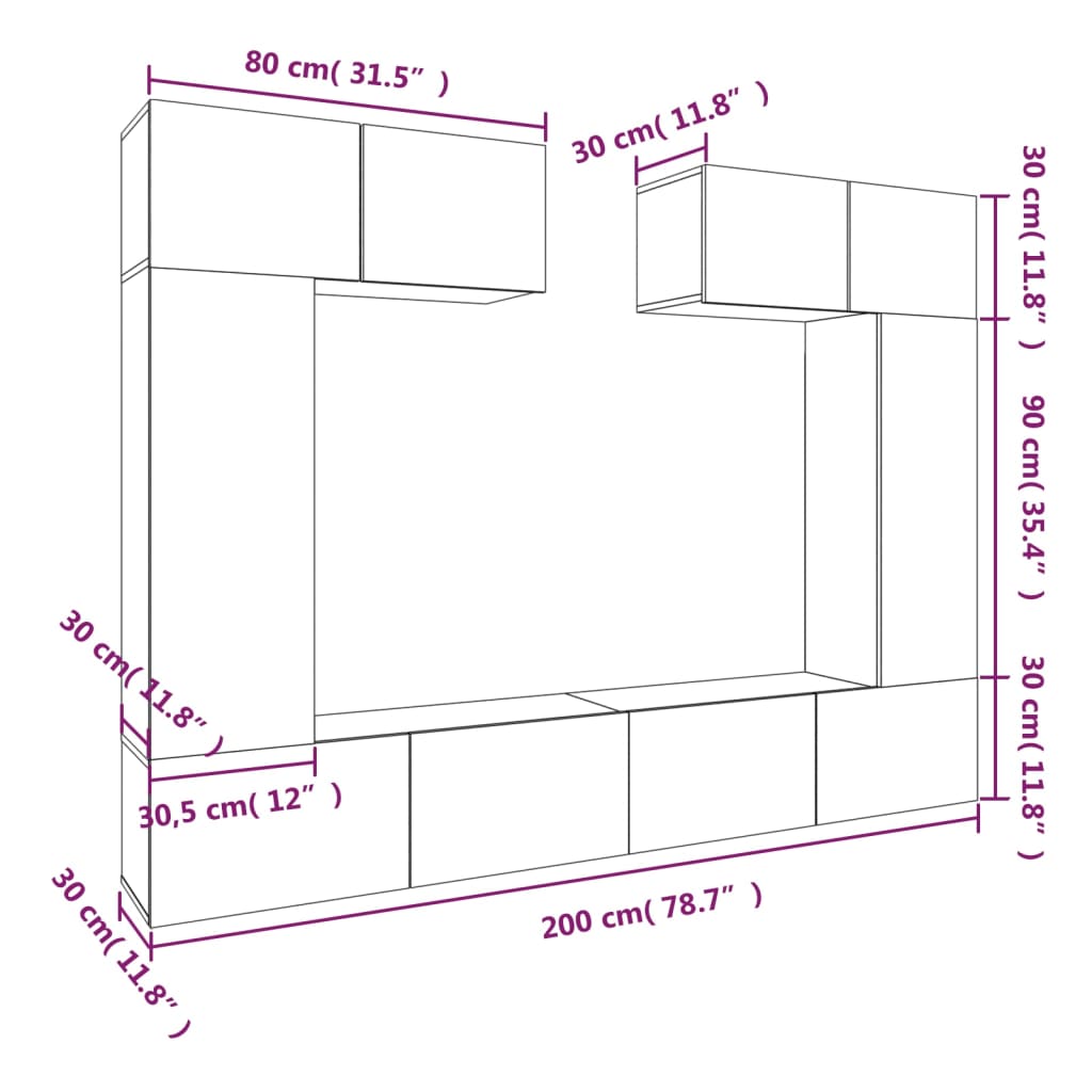 vidaXL Set de muebles para TV 6 pzas madera contrachapada roble sonoma