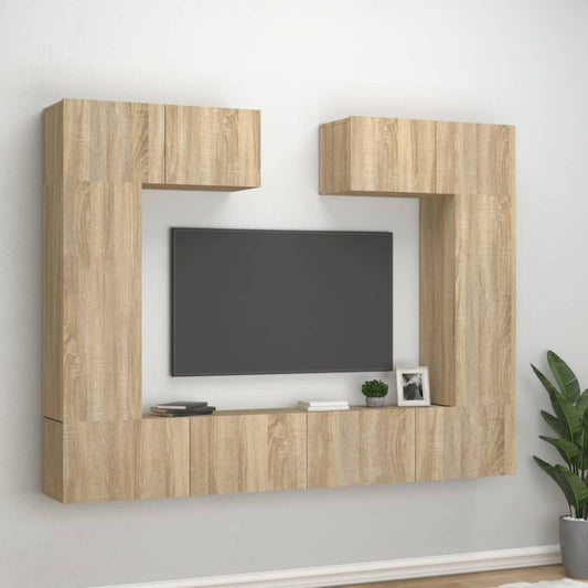 vidaXL Set de muebles para TV 6 pzas madera contrachapada roble sonoma