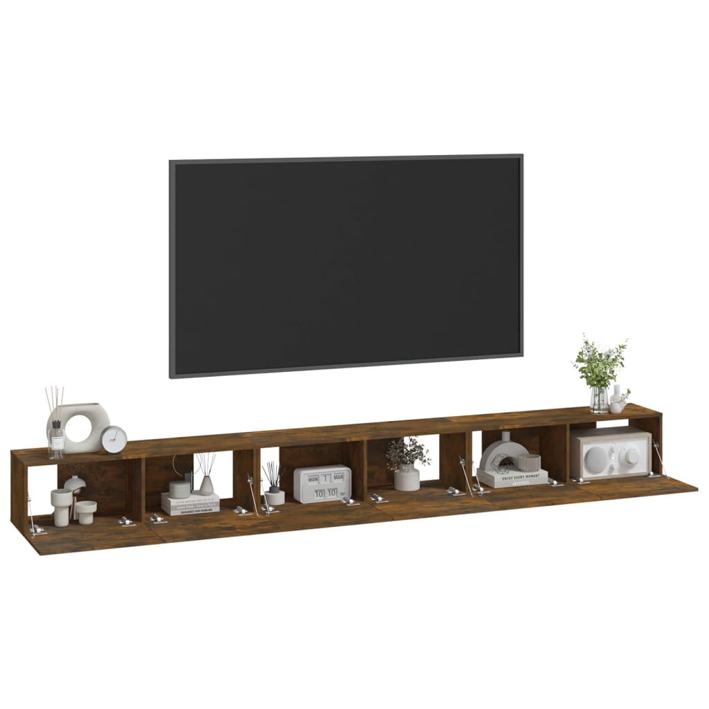 vidaXL Set de muebles de TV 3 pzas madera contrachapada roble ahumado