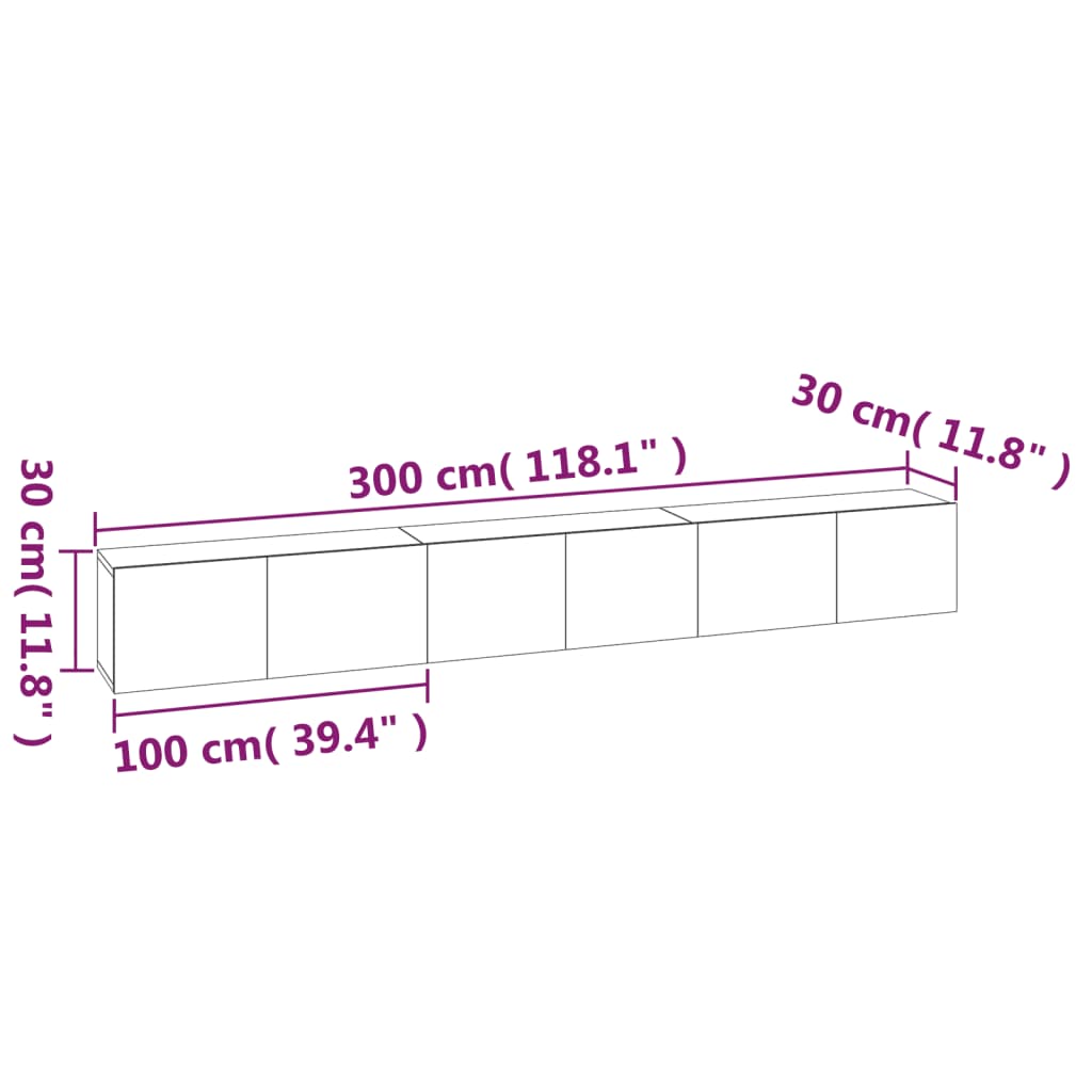 vidaXL Set de muebles de TV 3 pzas madera contrachapada roble ahumado