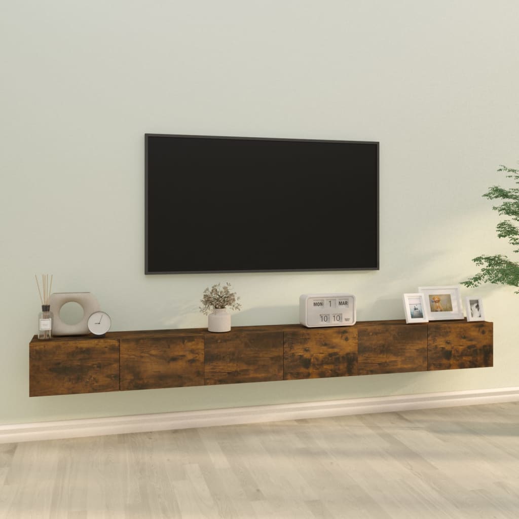 vidaXL Set de muebles de TV 3 pzas madera contrachapada roble ahumado