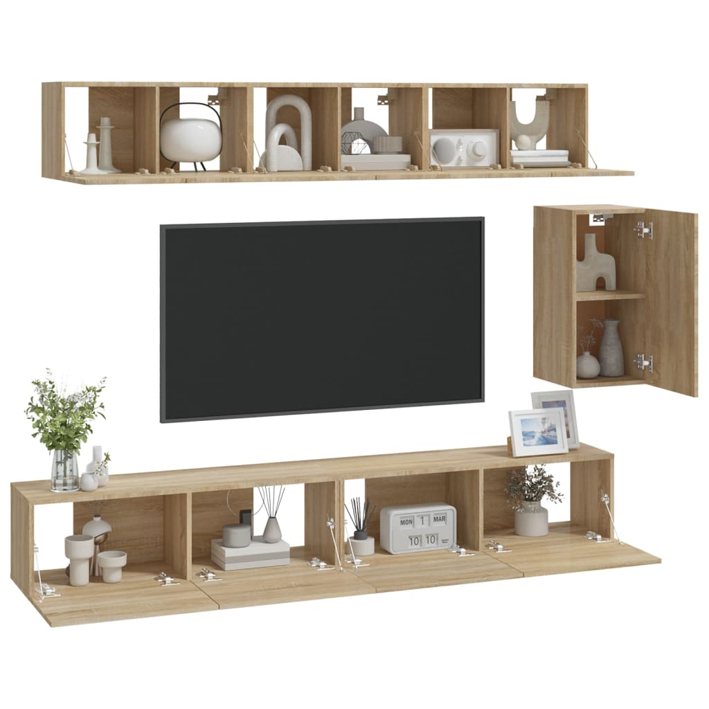 vidaXL Set de muebles para TV 6 pzas madera contrachapada roble sonoma