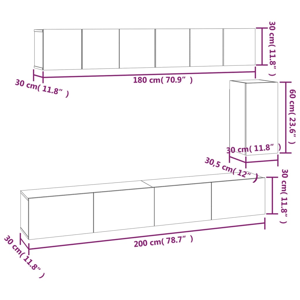 vidaXL Set de muebles para TV 6 pzas madera contrachapada roble sonoma