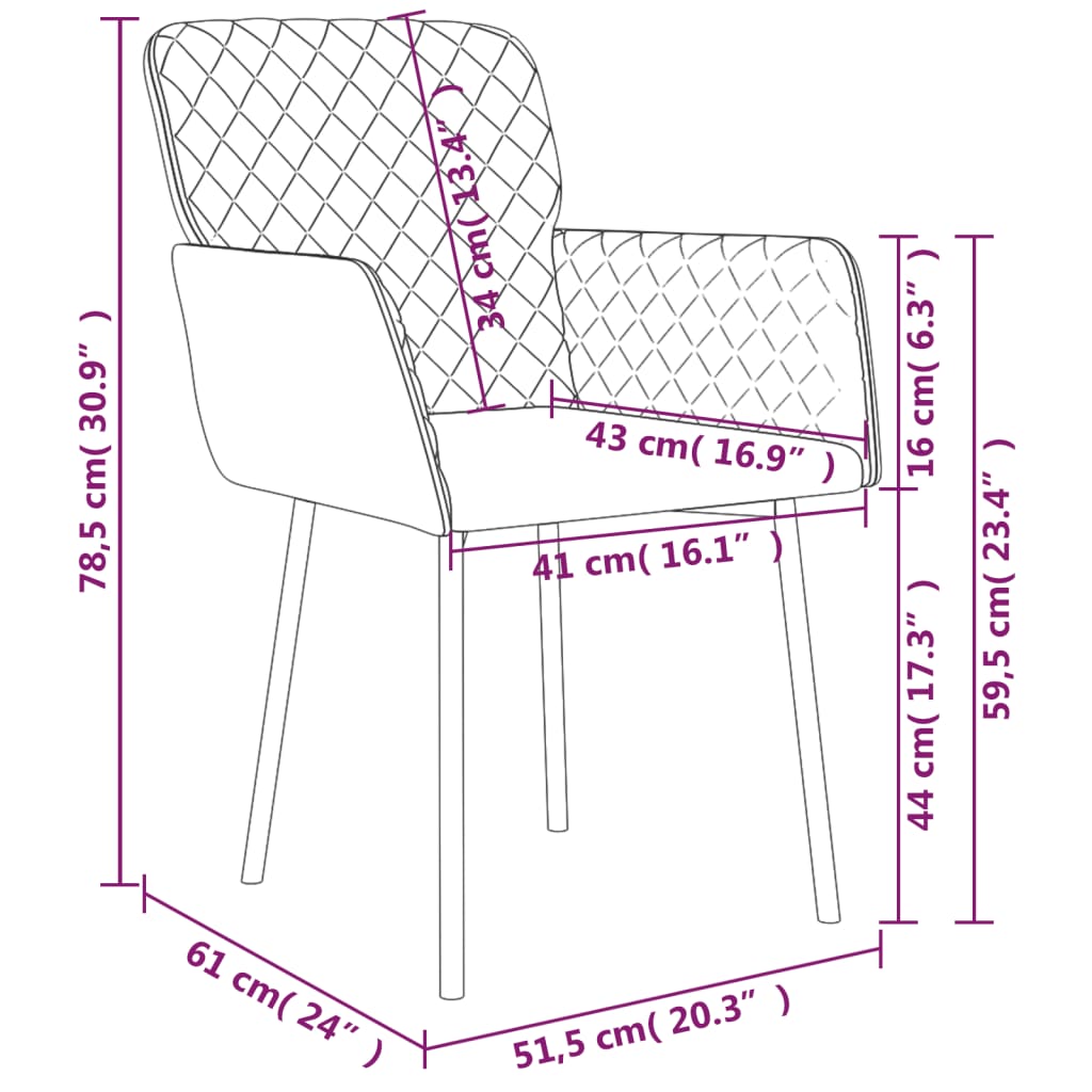 vidaXL Sillas de comedor 2 unidades terciopelo rosa