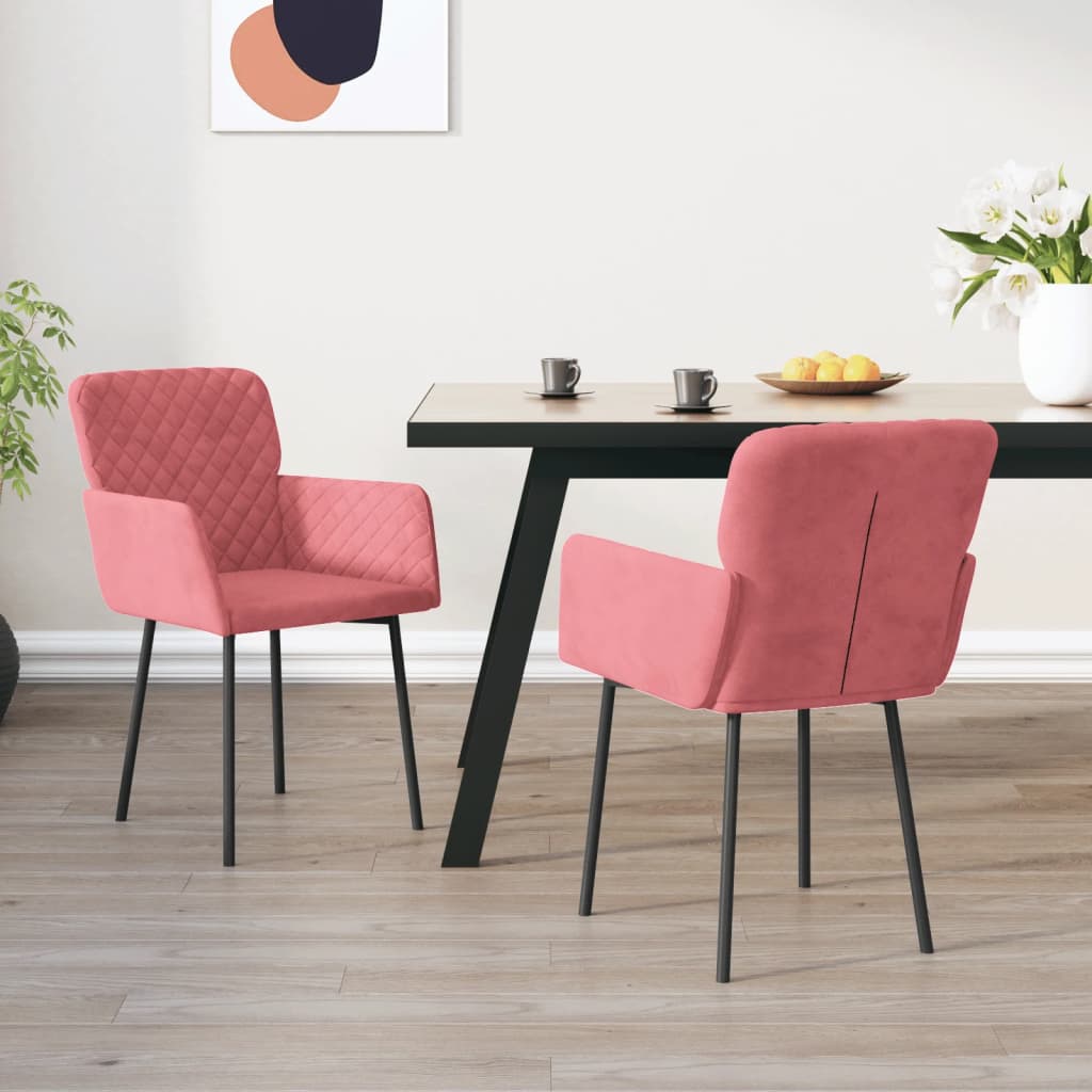 vidaXL Sillas de comedor 2 unidades terciopelo rosa