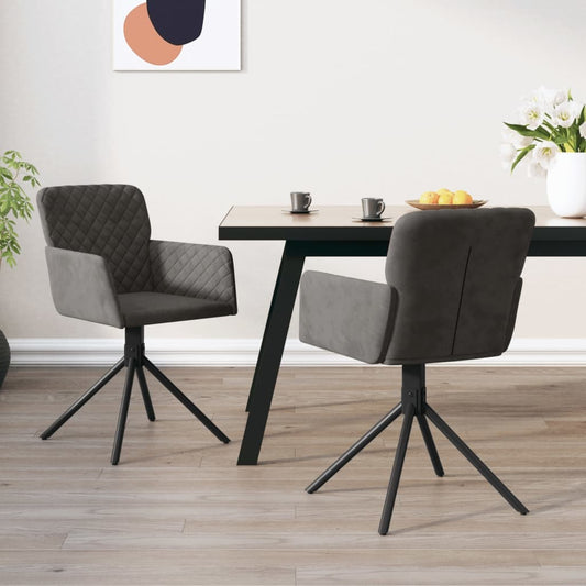 vidaXL Sillas de comedor giratorias 2 unidades terciopelo gris oscuro