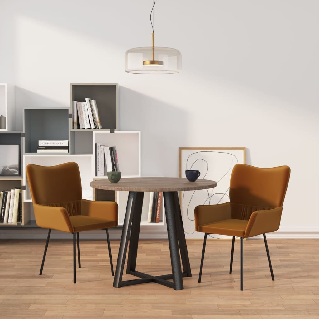 vidaXL Sillas de comedor 2 unidades terciopelo marrón