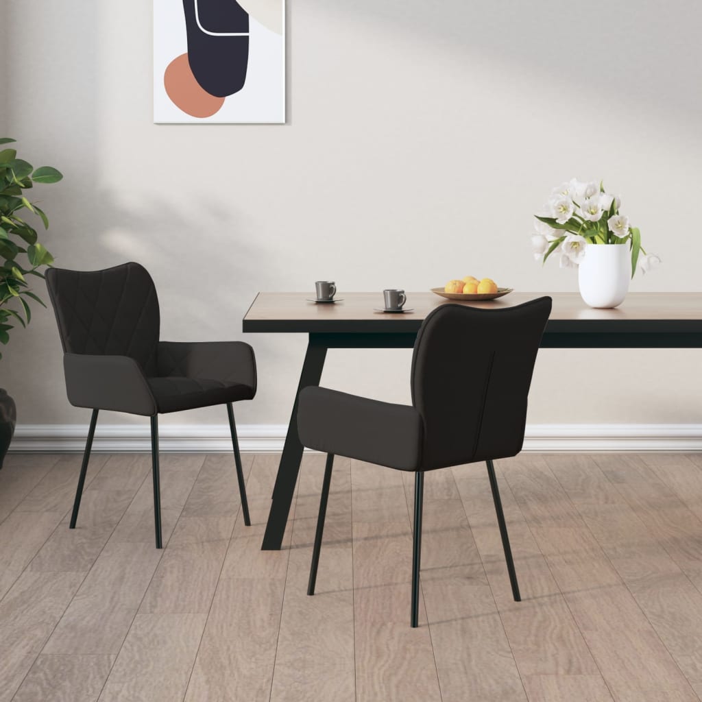 vidaXL Sillas de comedor 2 unidades tela negro