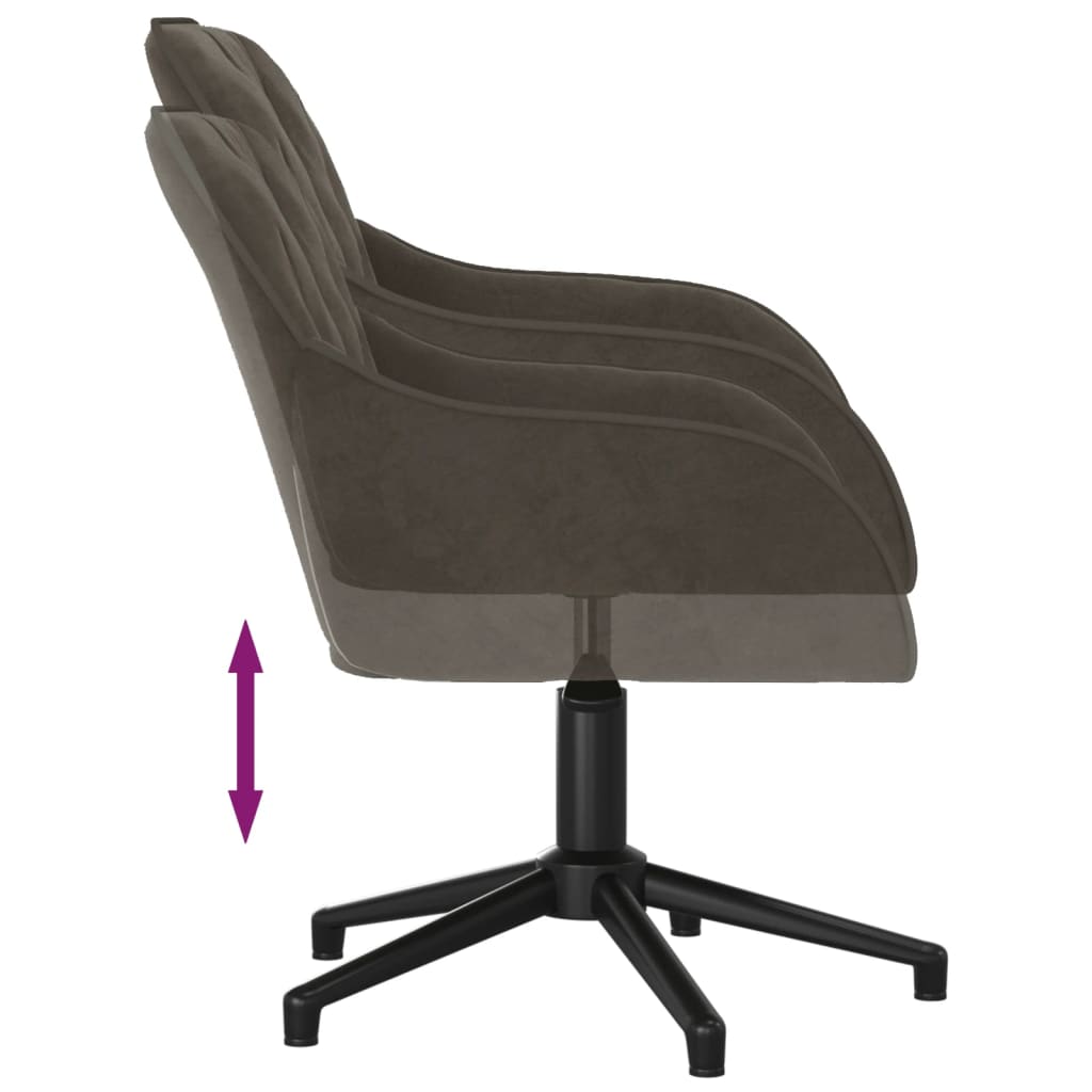 vidaXL Silla de oficina giratoria de terciopelo gris oscuro