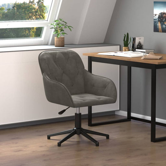 vidaXL Silla de oficina giratoria de terciopelo gris oscuro