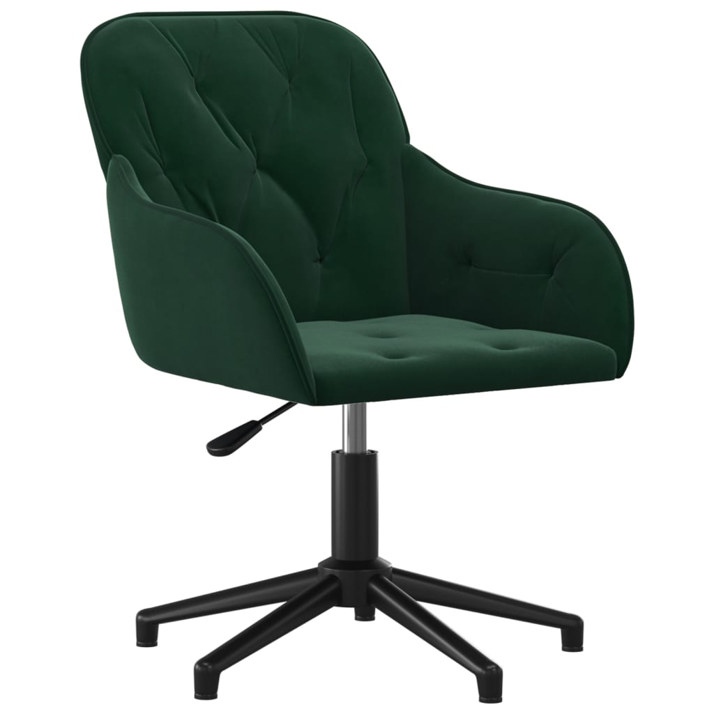 vidaXL Silla de oficina giratoria de terciopelo verde oscuro