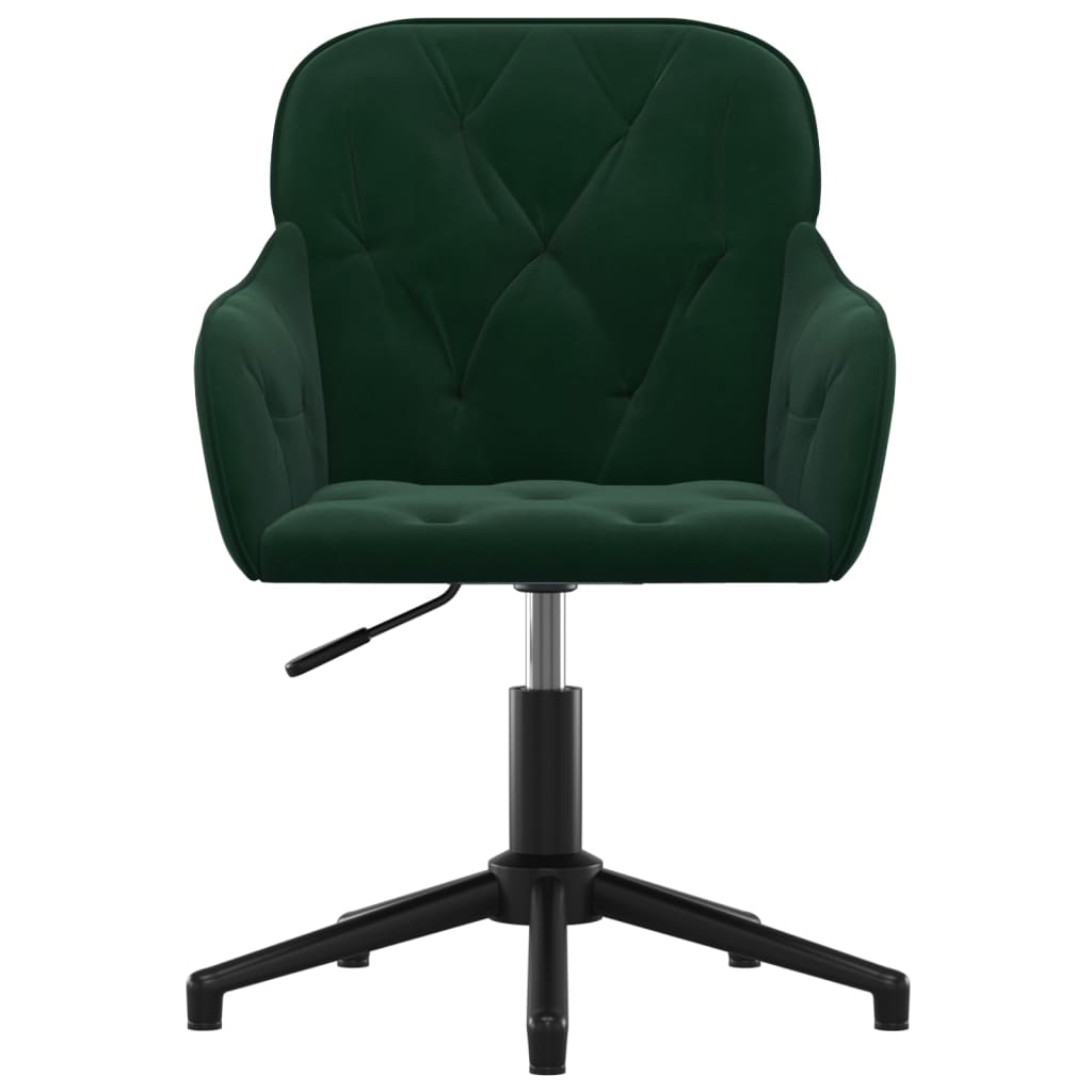 vidaXL Silla de oficina giratoria de terciopelo verde oscuro