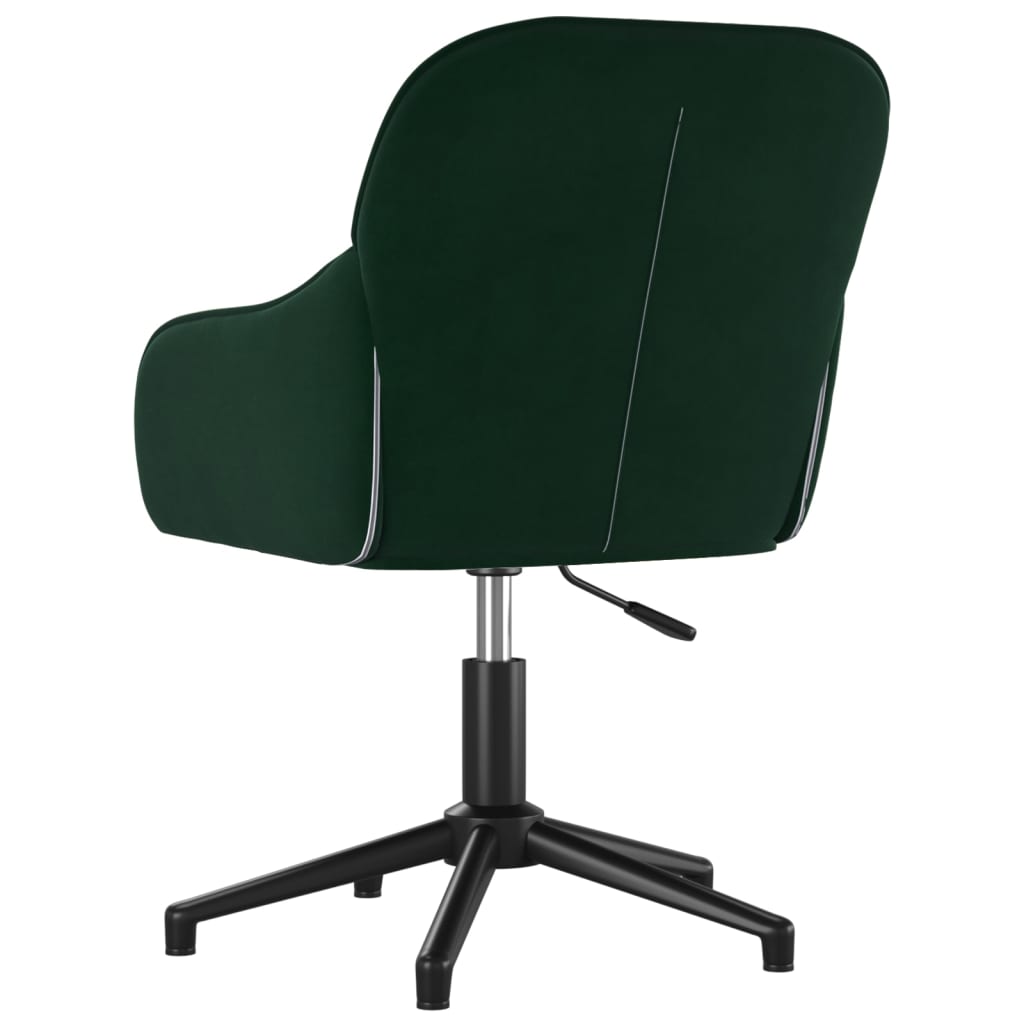 vidaXL Silla de oficina giratoria de terciopelo verde oscuro