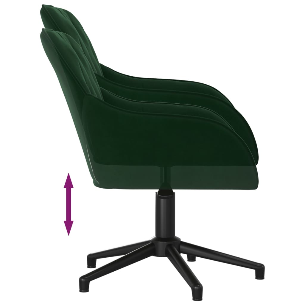 vidaXL Silla de oficina giratoria de terciopelo verde oscuro