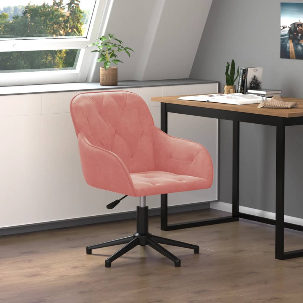 vidaXL Silla de oficina giratoria de terciopelo rosa