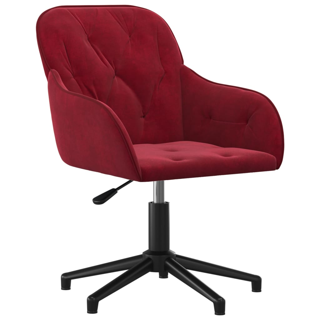 vidaXL Silla de oficina giratoria de terciopelo rojo tinto