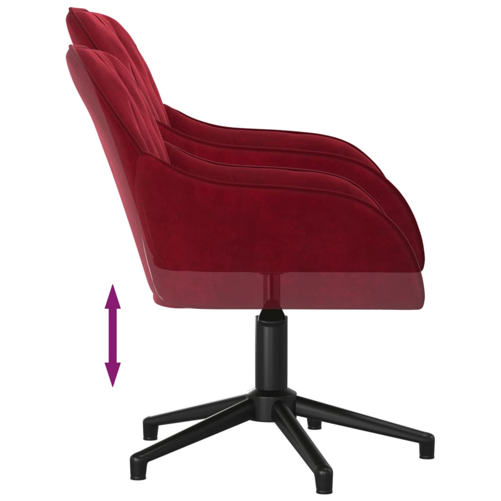 vidaXL Silla de oficina giratoria de terciopelo rojo tinto