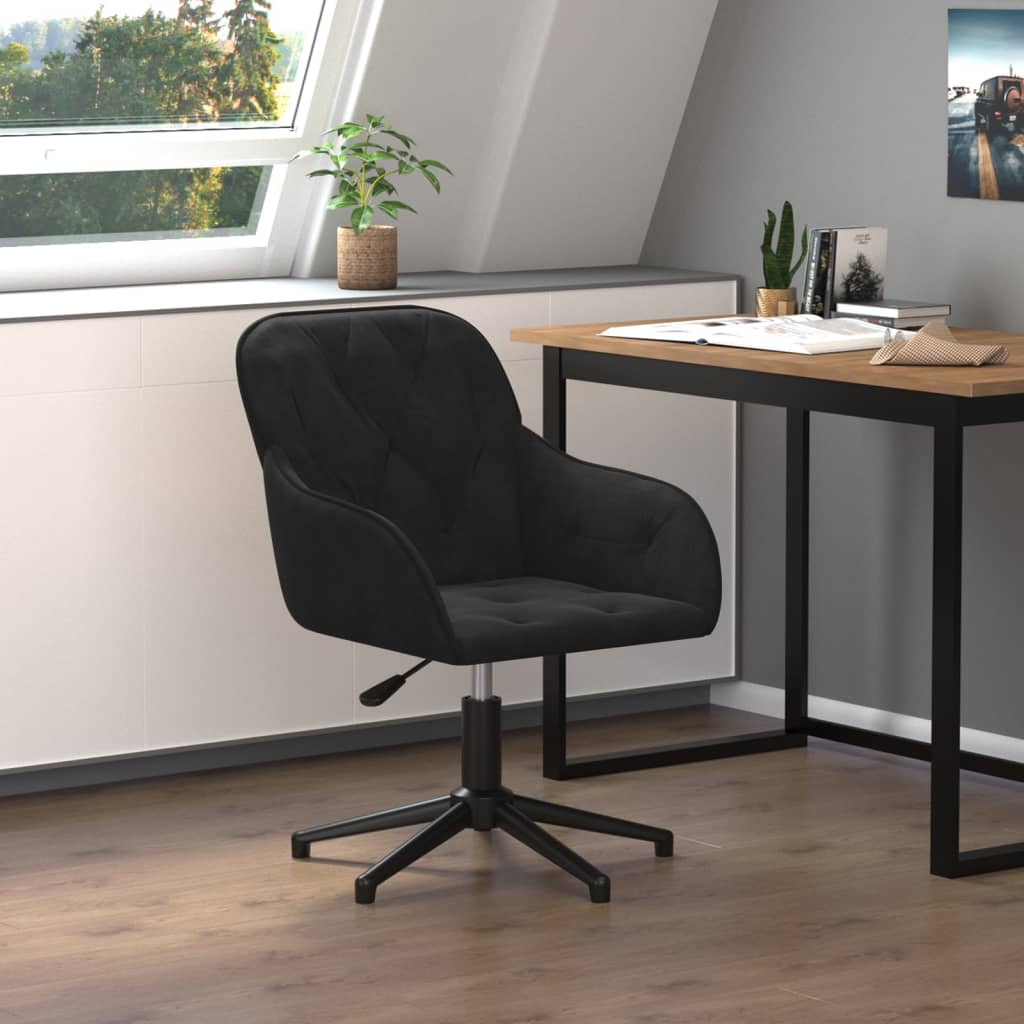 vidaXL Silla de oficina giratoria de terciopelo negro