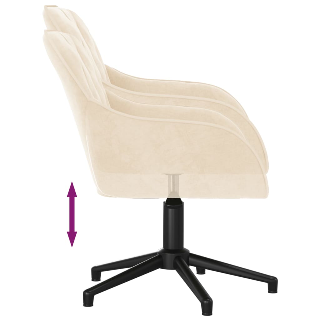 vidaXL Silla de oficina giratoria de terciopelo color crema