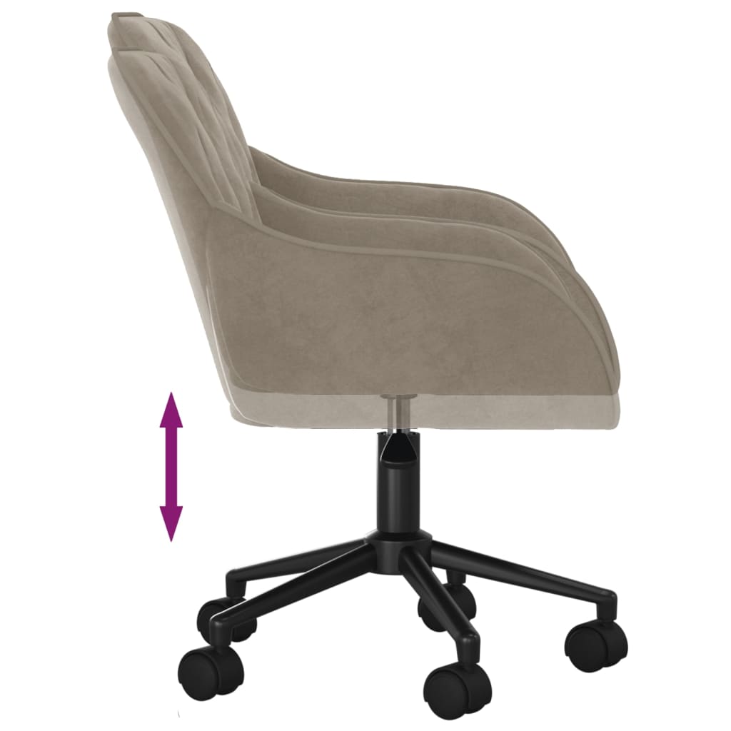 vidaXL Silla de oficina giratoria de terciopelo gris claro