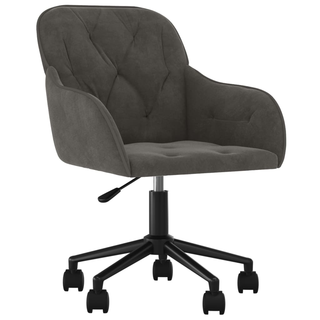 vidaXL Silla de oficina giratoria de terciopelo gris oscuro