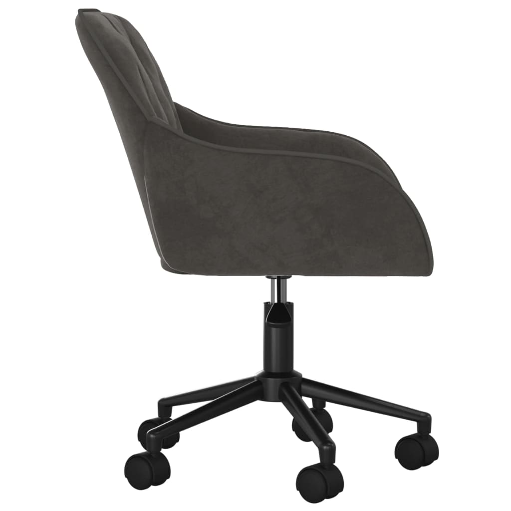 vidaXL Silla de oficina giratoria de terciopelo gris oscuro