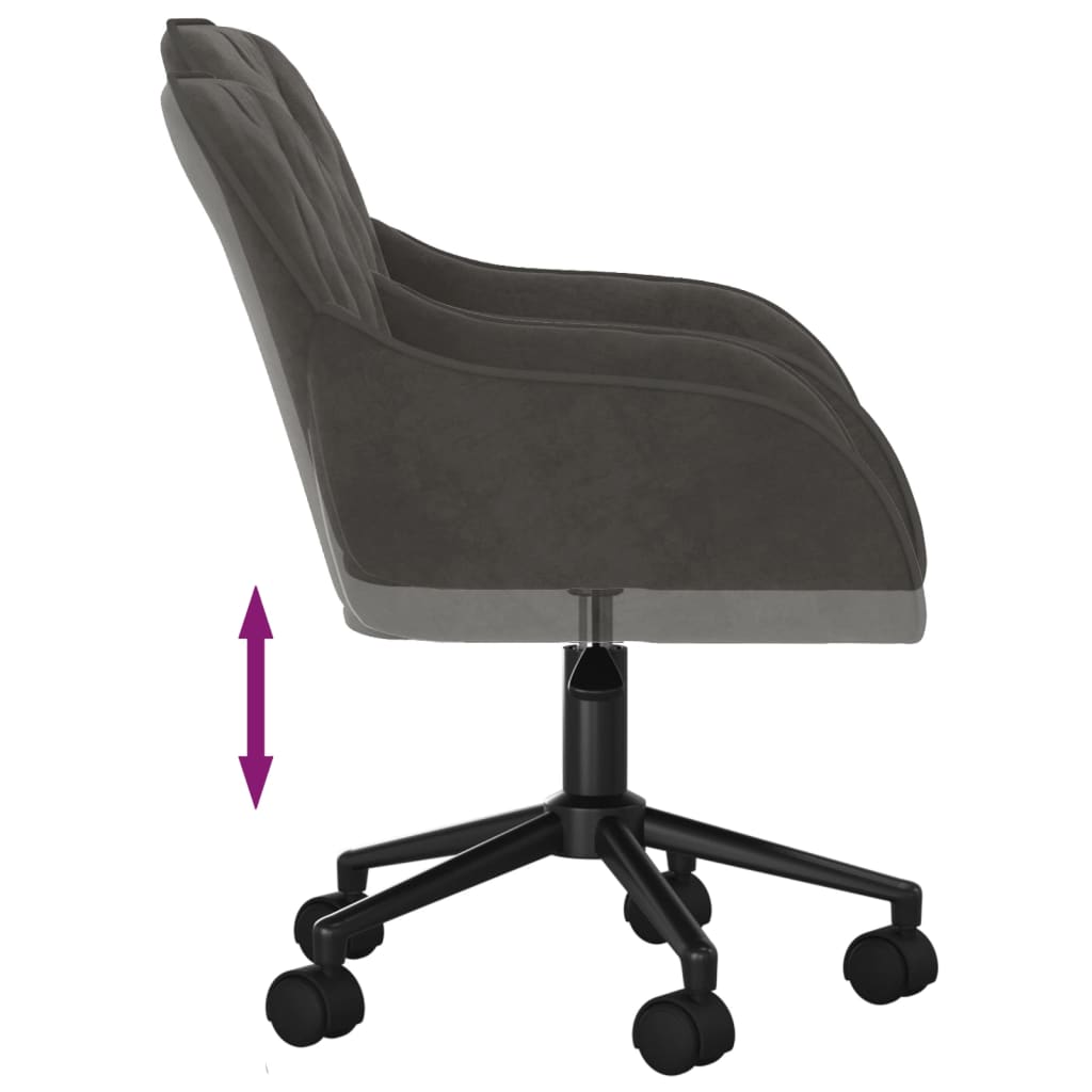 vidaXL Silla de oficina giratoria de terciopelo gris oscuro