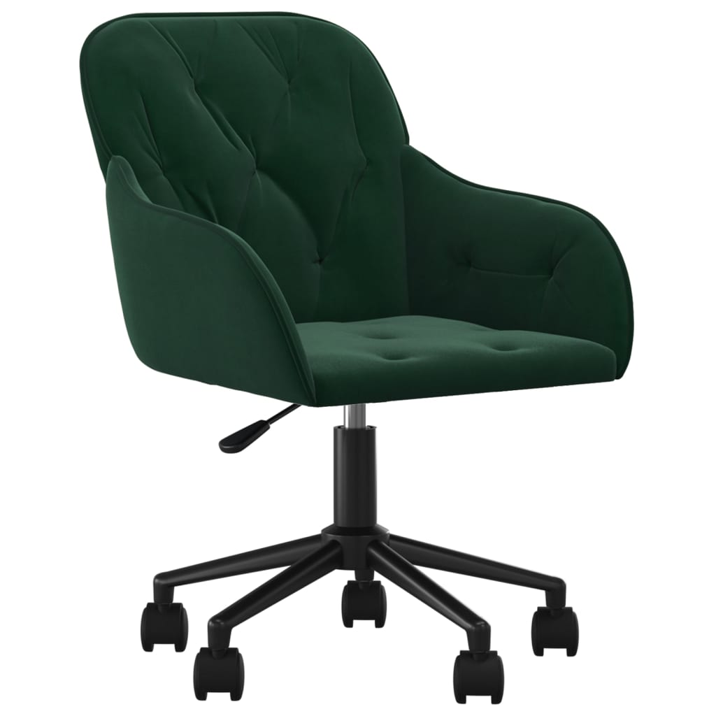 vidaXL Silla de oficina giratoria de terciopelo verde oscuro