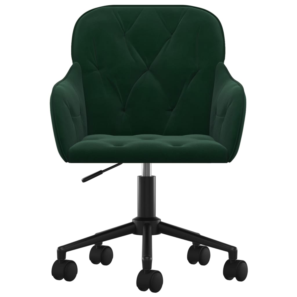 vidaXL Silla de oficina giratoria de terciopelo verde oscuro