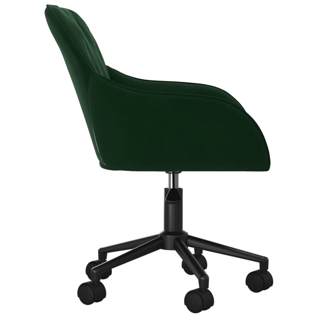 vidaXL Silla de oficina giratoria de terciopelo verde oscuro