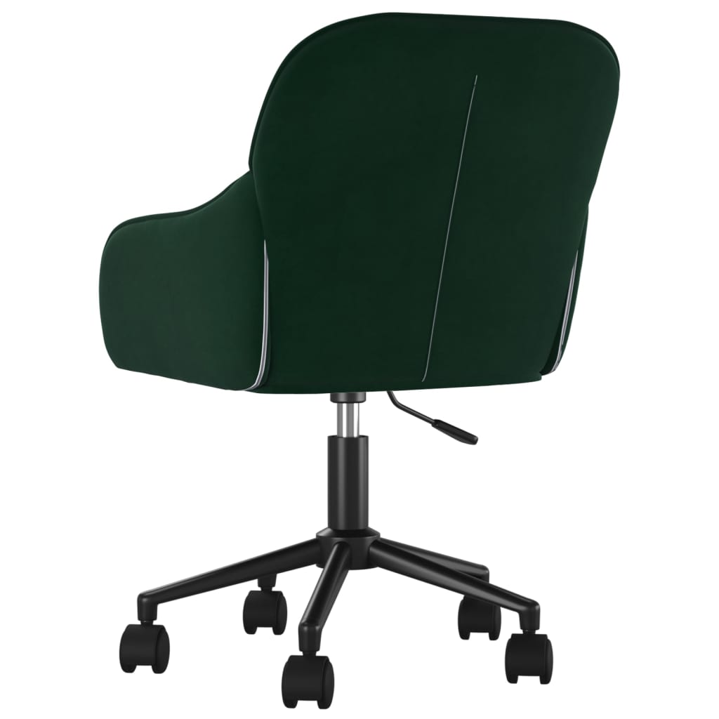 vidaXL Silla de oficina giratoria de terciopelo verde oscuro