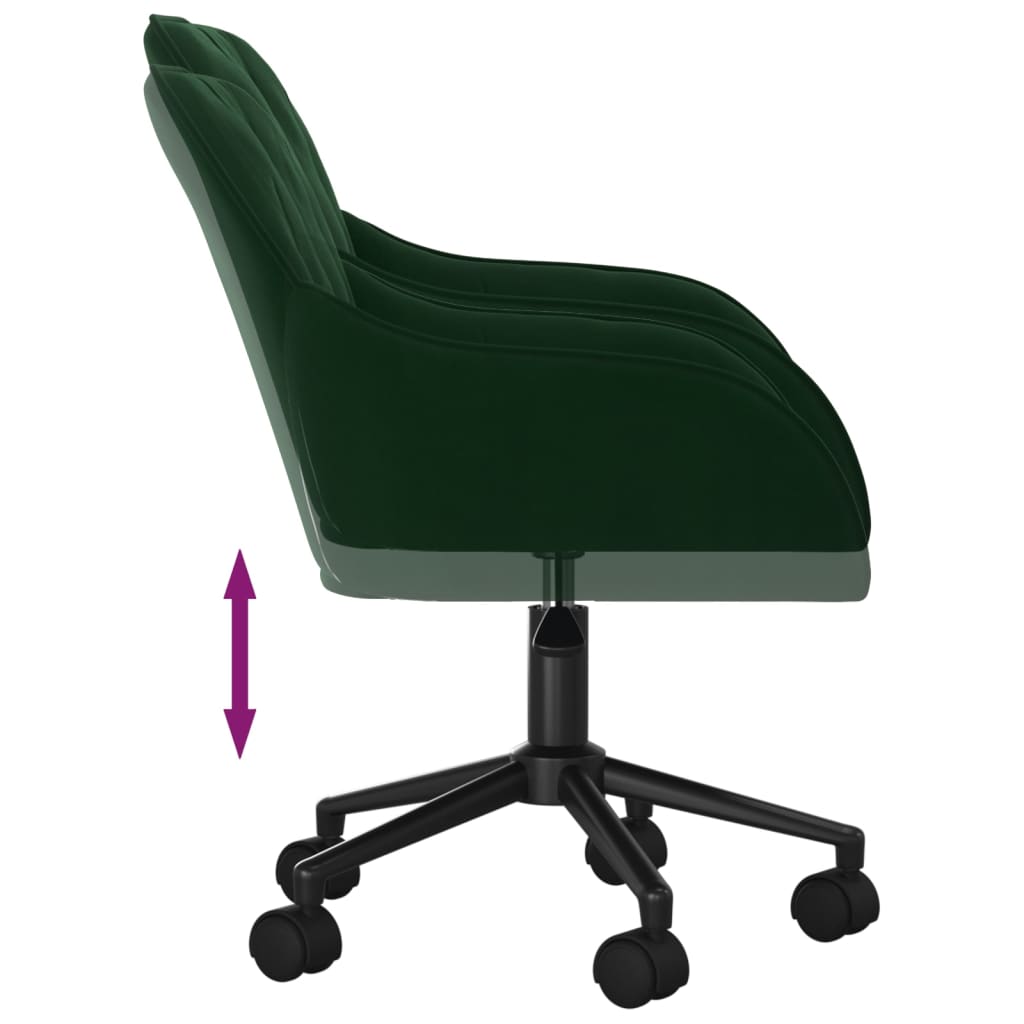 vidaXL Silla de oficina giratoria de terciopelo verde oscuro